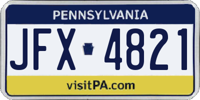 PA license plate JFX4821