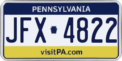 PA license plate JFX4822