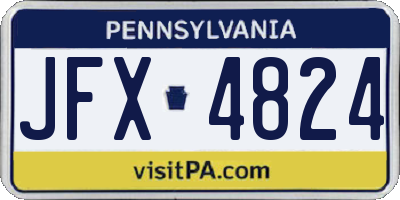 PA license plate JFX4824