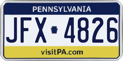 PA license plate JFX4826