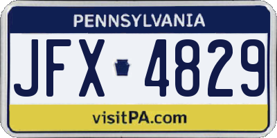 PA license plate JFX4829