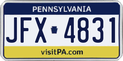 PA license plate JFX4831