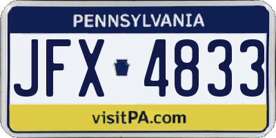 PA license plate JFX4833
