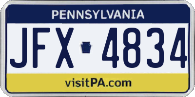 PA license plate JFX4834