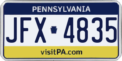 PA license plate JFX4835