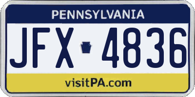 PA license plate JFX4836