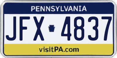 PA license plate JFX4837