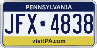 PA license plate JFX4838