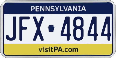 PA license plate JFX4844