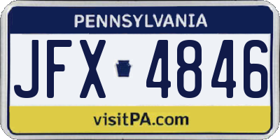 PA license plate JFX4846