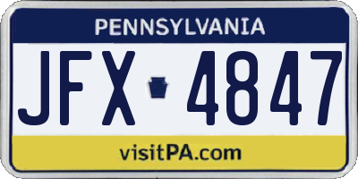 PA license plate JFX4847
