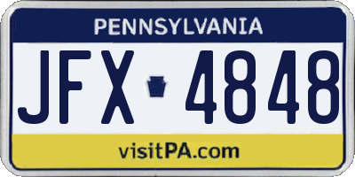 PA license plate JFX4848