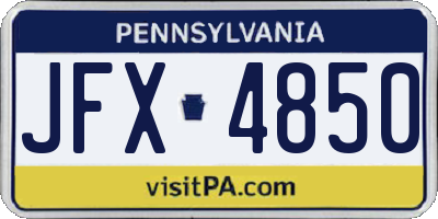 PA license plate JFX4850