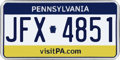 PA license plate JFX4851