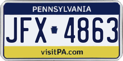 PA license plate JFX4863