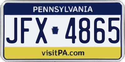 PA license plate JFX4865