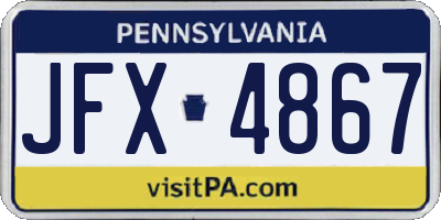 PA license plate JFX4867