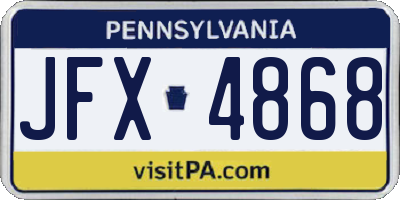 PA license plate JFX4868