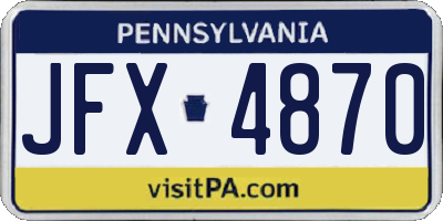 PA license plate JFX4870
