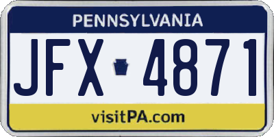 PA license plate JFX4871