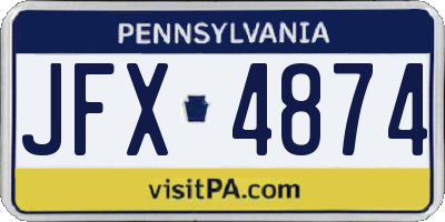 PA license plate JFX4874