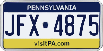 PA license plate JFX4875