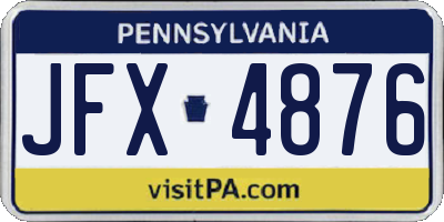 PA license plate JFX4876