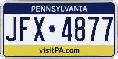 PA license plate JFX4877