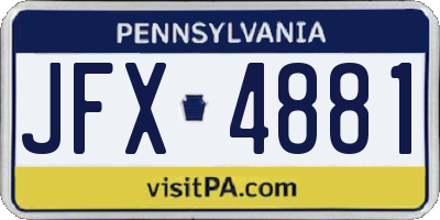 PA license plate JFX4881