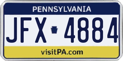 PA license plate JFX4884