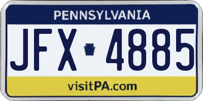 PA license plate JFX4885