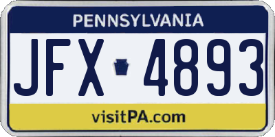 PA license plate JFX4893