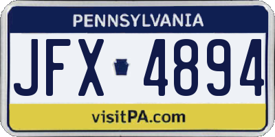 PA license plate JFX4894