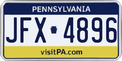 PA license plate JFX4896