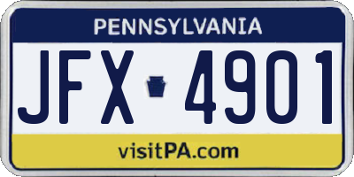 PA license plate JFX4901