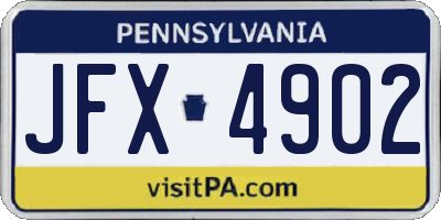 PA license plate JFX4902