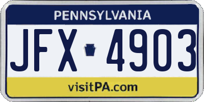 PA license plate JFX4903