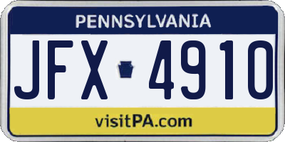 PA license plate JFX4910