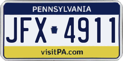 PA license plate JFX4911