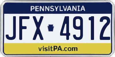 PA license plate JFX4912