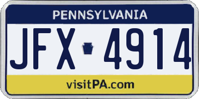PA license plate JFX4914