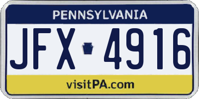 PA license plate JFX4916