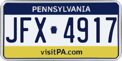 PA license plate JFX4917