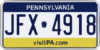PA license plate JFX4918