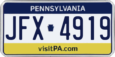 PA license plate JFX4919