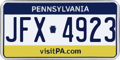 PA license plate JFX4923