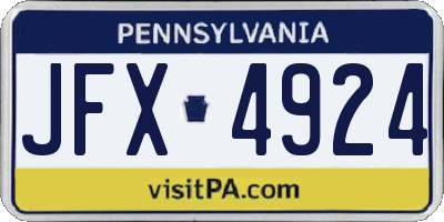 PA license plate JFX4924