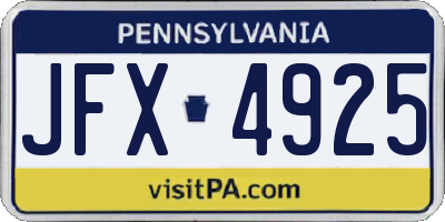 PA license plate JFX4925