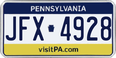 PA license plate JFX4928