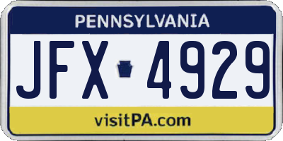 PA license plate JFX4929